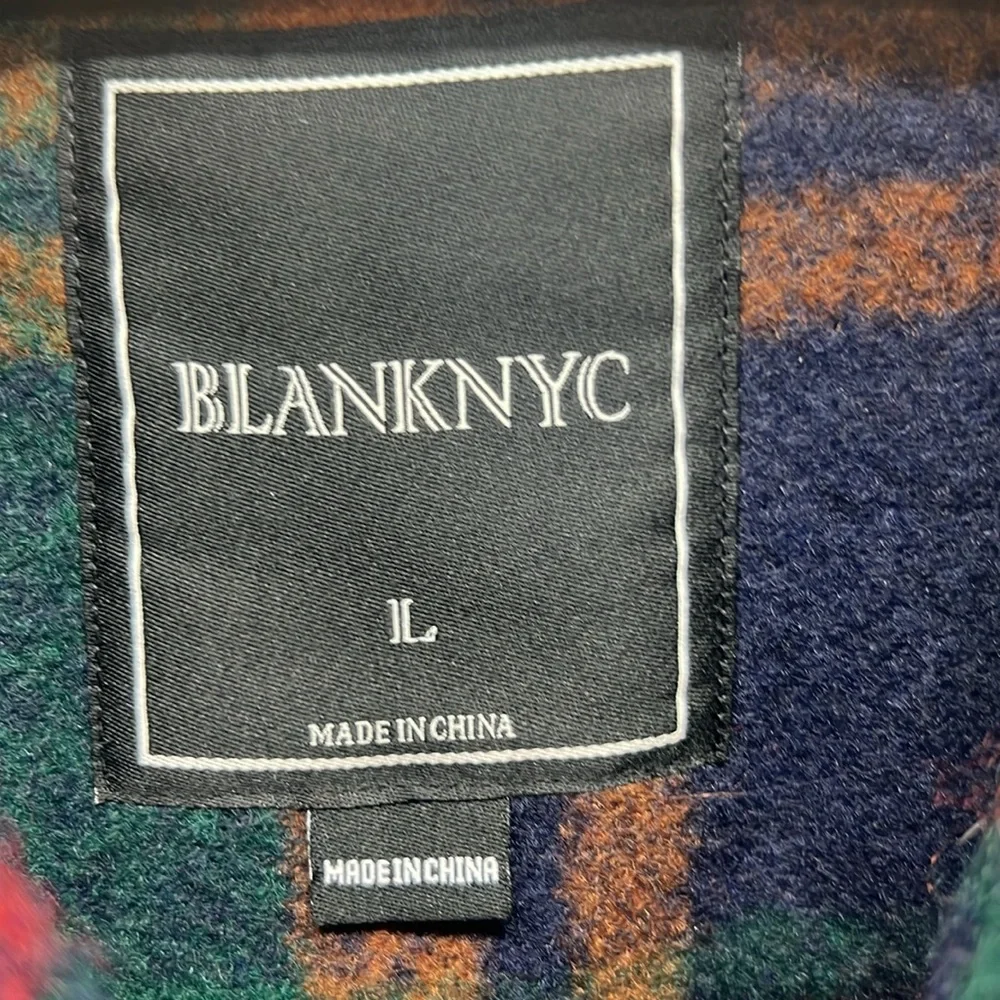BLANKNYC Flannel Plaid‎ Shacket With Removable Hood Sz L